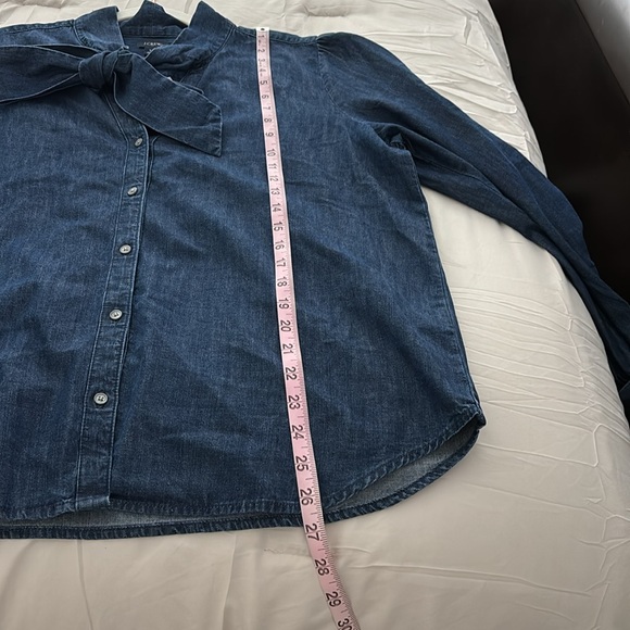 NWT, J. Crew Indigo Denim Blouse with Bow - Picture 6 of 9